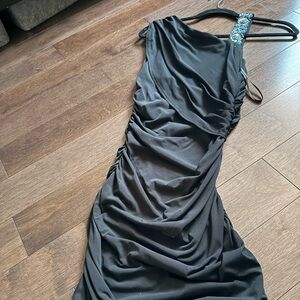 Marciano Black One Shoulder Dress with Blue Embellishments